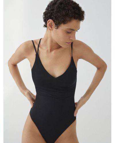 Mango Tropic V-neck Swimsuit - Black