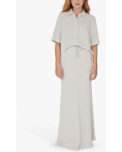 A-View Lerke Linen Blend Maxi Skirt - White