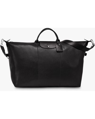Longchamp Le Foulonné Leather Travel Bag - Black