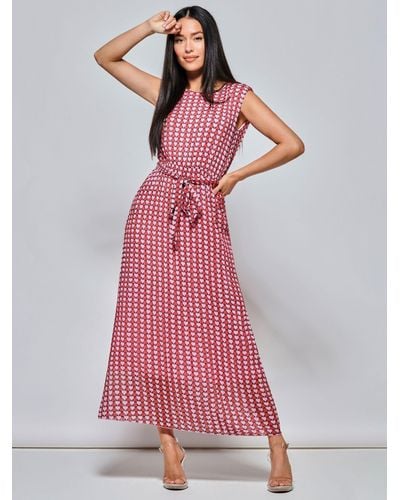 Jolie Moi Heart Print Tie Waist Maxi Dress - Pink