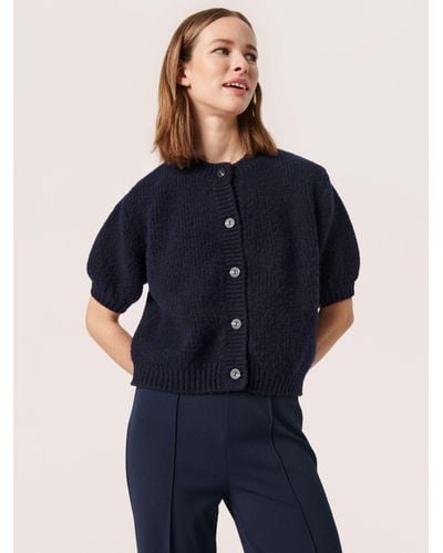 Soaked In Luxury Paradis Half Sleeve Button Cardigan - Blue