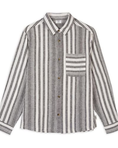 Chelsea Peers Linen Blend Stripe Shirt - Grey
