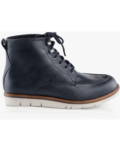 Silver Street London Fisher Leather Lace Up Boots - Blue
