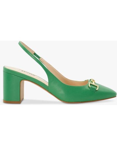 Dune Detailed Leather Block Heel Shoes - Green