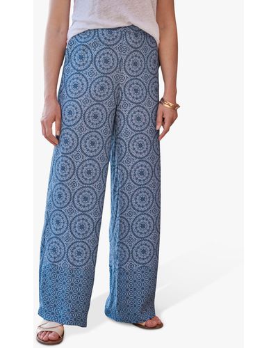 Pure Collection Tile Print Palazzo Trousers - Blue