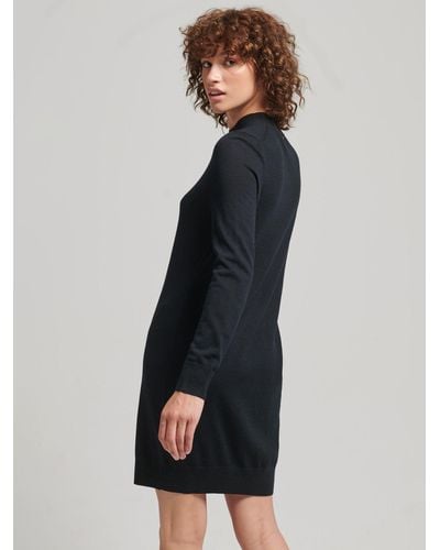Superdry Merino Wool Long Sleeve Mini Dress - Black