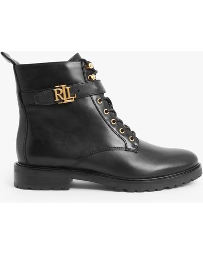 Ralph Lauren Lauren Eldridge Leather Ankle Boots - Black