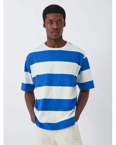 La Paz Drop Shoulder Stripe T-shirt - Blue
