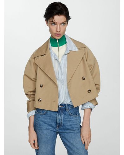 Mango Lipa Cropped Trench Coat - Natural