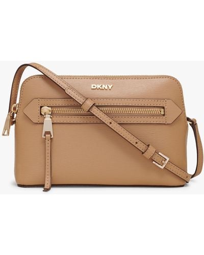 DKNY Byrant Dome Leather Cross Body Bag - Natural