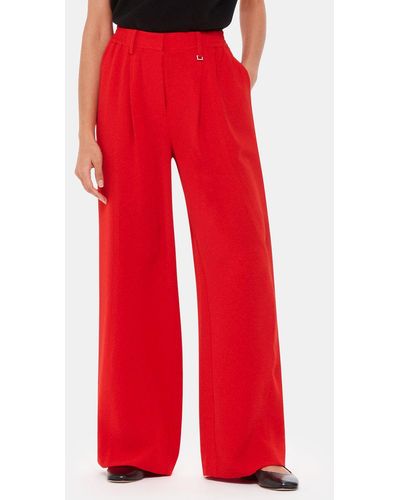 Whistles Harper Crepe Wide Leg Trousers - Red