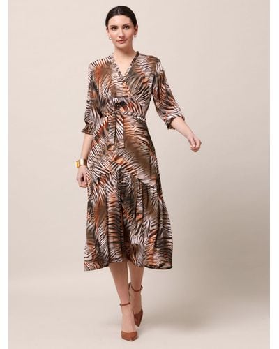Helen Mcalinden Beverly Zebra Print Midi Dress - Natural