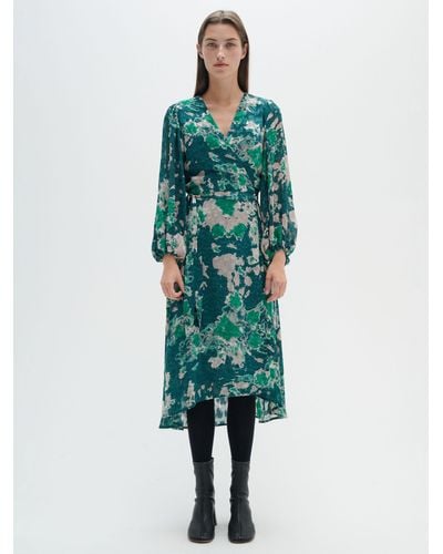 Inwear Basira Wrap Abstract Midi Dress - Green
