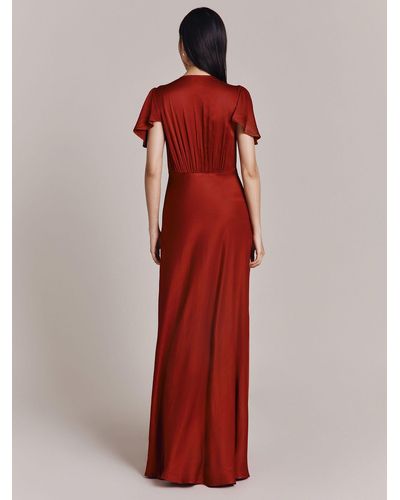 Ghost Delphine Bias Cut Satin Maxi Dress - Red