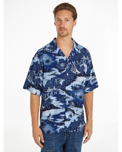 Tommy Hilfiger Tommy Jeans Hawaiian Print Camp Shirt - Blue