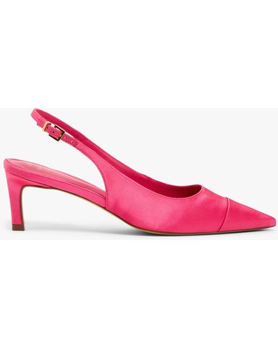 John Lewis Bijou Satin Toe Cap Pointed Slingback Open Court Shoes - Pink