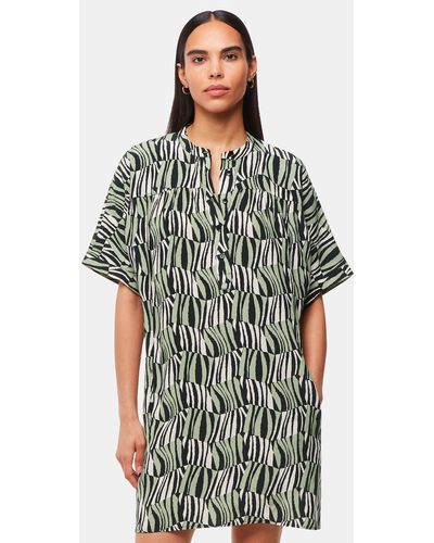 Whistles Checkerboard Tiger Print Tunic Dress - Green
