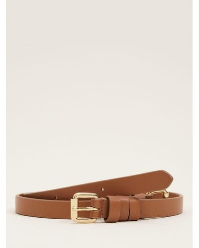 Phase Eight Double Buckle Slim Leather Belt - Brown