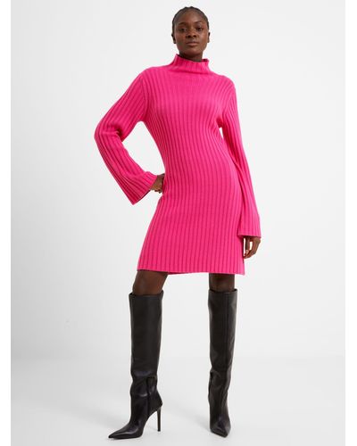 French Connection Babysoft Mock Neck Mini Dress - Pink