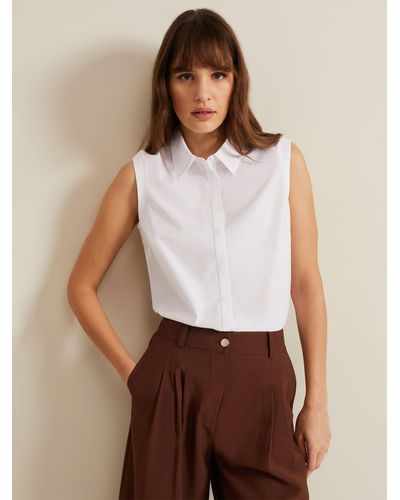 Phase Eight Aimee Sleeveless Cotton Shirt - White