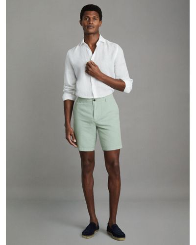 Reiss Ezra Linen Blend Chino Shorts - Grey