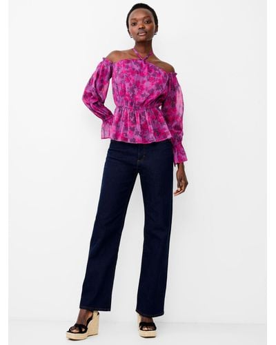 French Connection Arla Hallie Crinkle Blouse - Pink