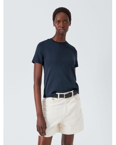 John Lewis Plain Organic Cotton Short Sleeve Crew Neck T-shirt - Blue