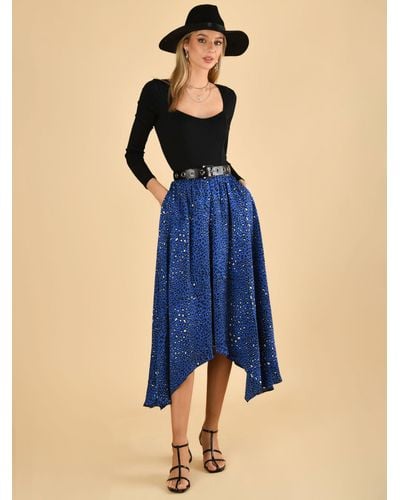 Jolie Moi Animal Print Hanky Skirt - Blue