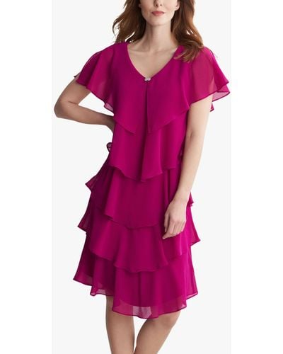 Gina Bacconi Lona Georgette Layered Dress - Pink