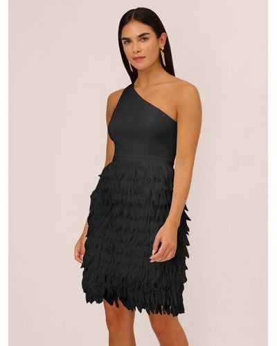 Adrianna Papell Aidan By Chiffon Feather Cocktail Dress - Natural