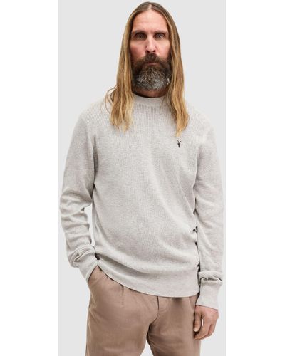 AllSaints Aubrey Organic Cotton Crew Neck Sweatshirt - Grey