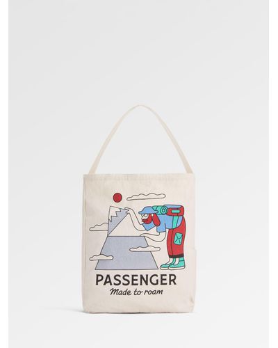 Passenger Sneaky Peak Organic Cotton Tote Bag - White