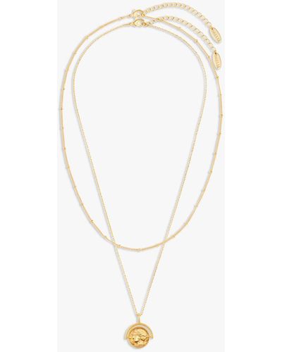 Orelia Goddess Coin & Beaded Layered Necklace - White