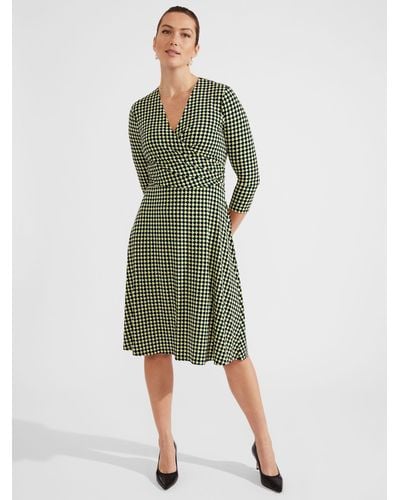 Hobbs Dina Gingham Print Wrap Dress - Green