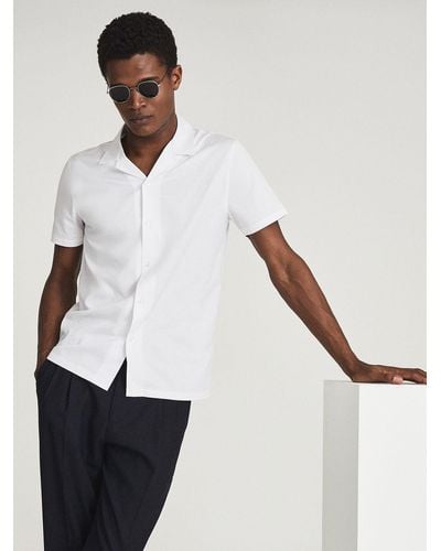 Reiss Caspa Cuban Collar Short Sleeve Shirt - White