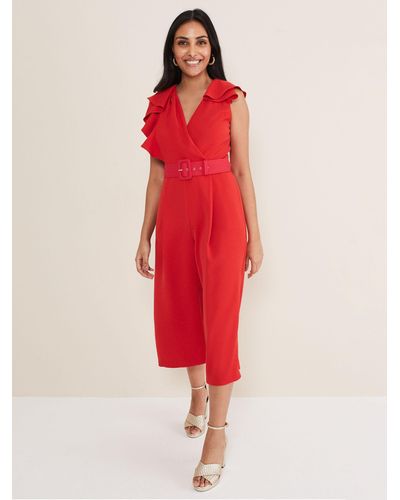 Phase Eight Petite Nicky Ruffle Jumpsuit - Red