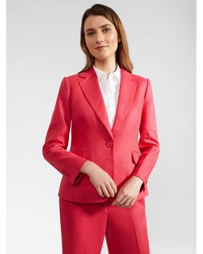 Hobbs Petite Mirabel Single Breasted Linen Suit Jacket - Red