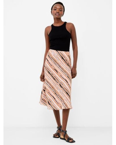 French Connection Gaia Flavia Textured Stripe Midi Skirt - Pink