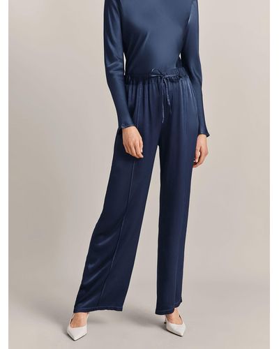 Ghost Lucia Wide Leg Satin Trousers - Blue