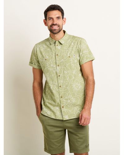 Brakeburn Linear Floral Shirt - Green