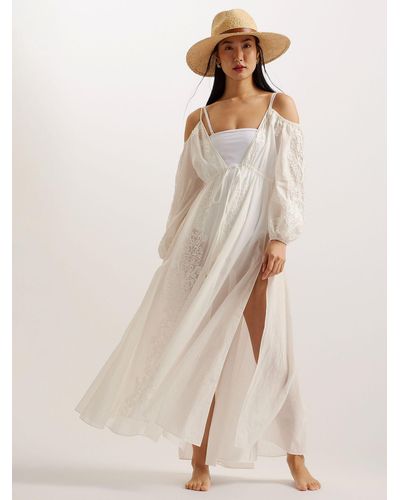 Ted Baker Daeseey Embroidered Maxi Cover Up - Natural
