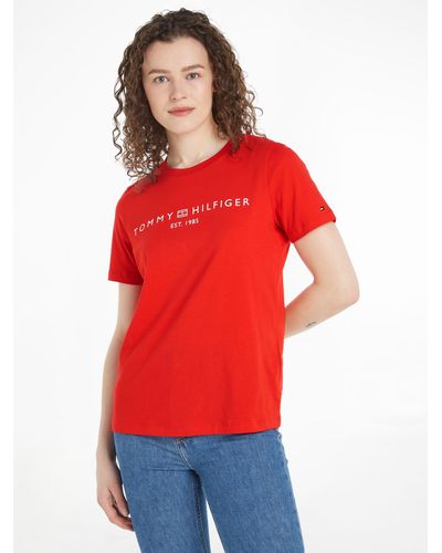 Tommy Hilfiger Crew Neck Logo T-shirt - Red