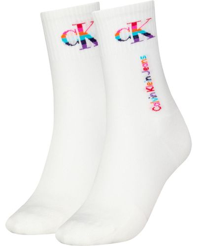 Calvin Klein Pride Logo Socks - White