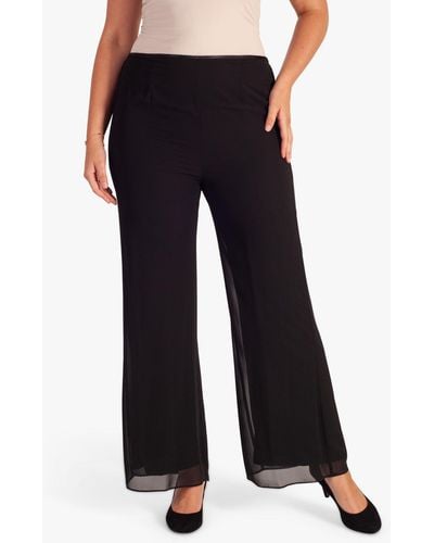 Chesca Jersey Lined Chiffon Trousers - Black