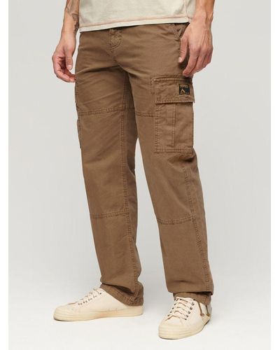 Superdry Organic Cotton Baggy Cargo Trousers - Natural