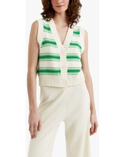 Chinti & Parker Crochet Vest Cardigan - Green