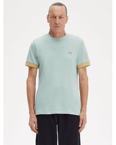Fred Perry Stripe Cuff T-shirt - Green