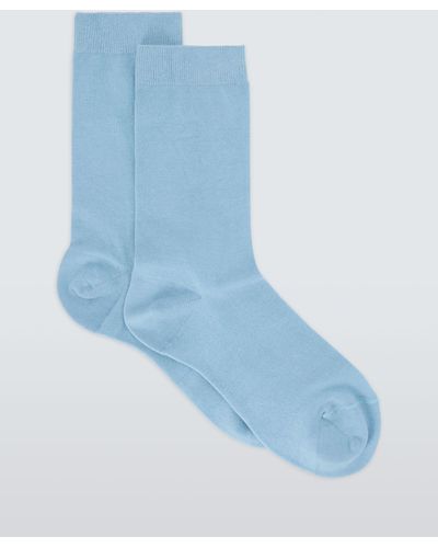 John Lewis Cotton Cashmere Blend Ankle Socks - Blue