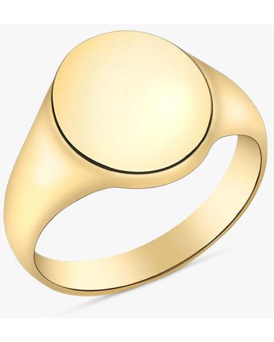 Ib&b Personalised 9ct Gold Single Oval Signet Ring - Metallic