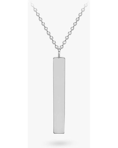 Ib&b Personalised 9ct White Gold Vertical Bar Pendant Necklace